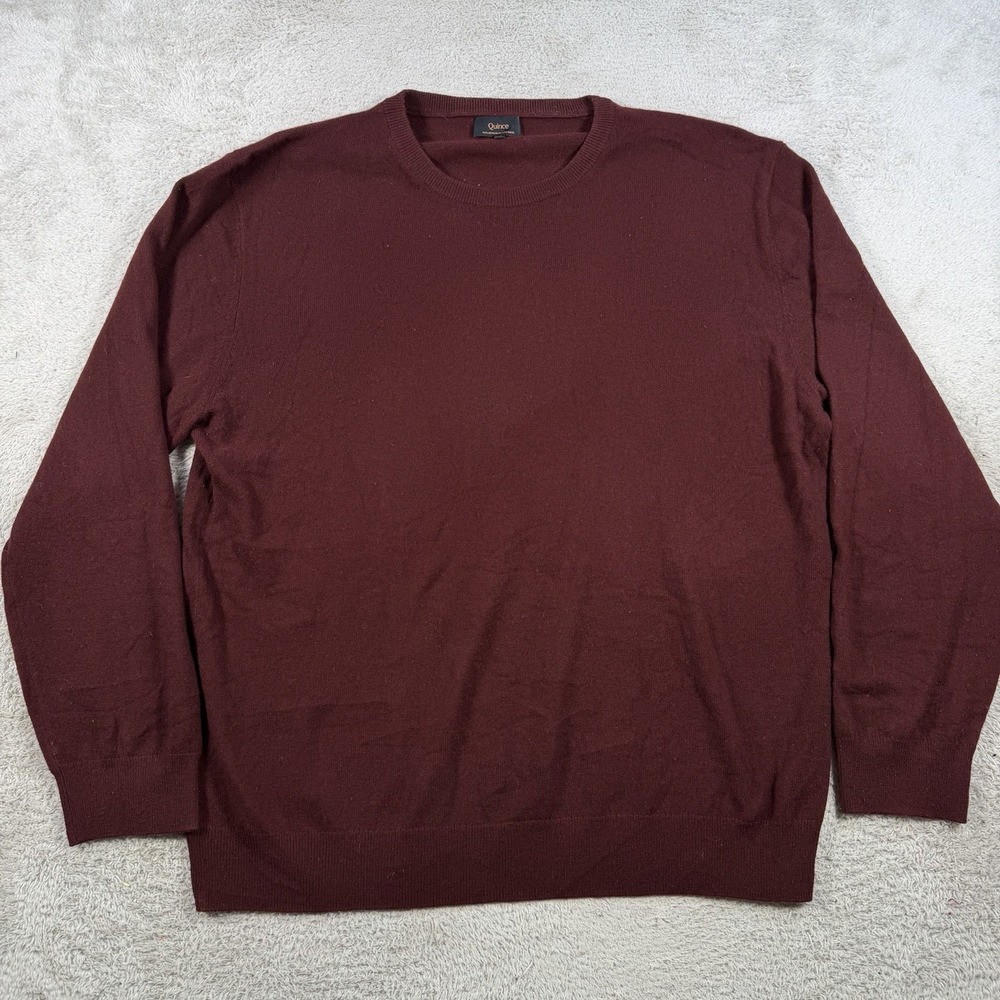 Quince Sweater Mens 2XL Maroon 100% Cashmere Mongolian Crewneck Pullover Soft